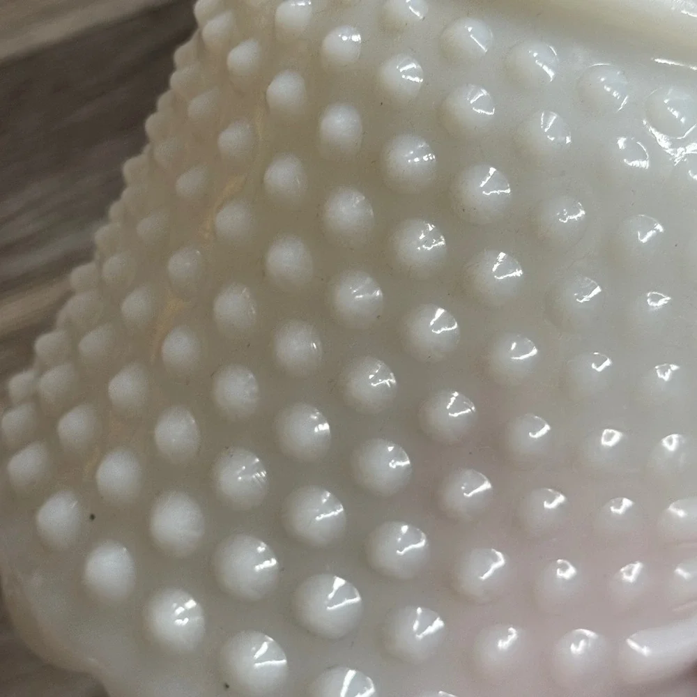 Fire-King Planter White Milk Glass Hobnail Basketweave Scalloped Rim Vintage
